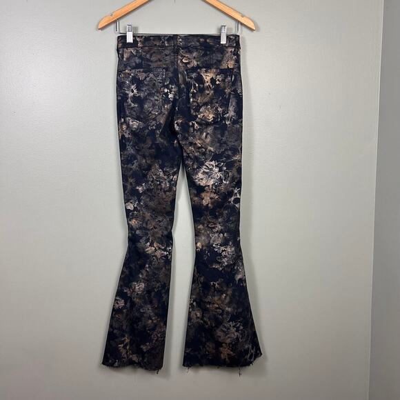 NWT We the Free People Inferno Metallic Flare Jeans Floral Low Rise size 26 Boho - Picture 7 of 12